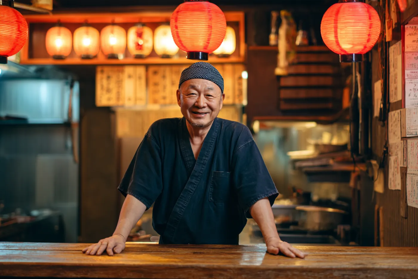 事例写真:飲食店 カウンターに立つ店主